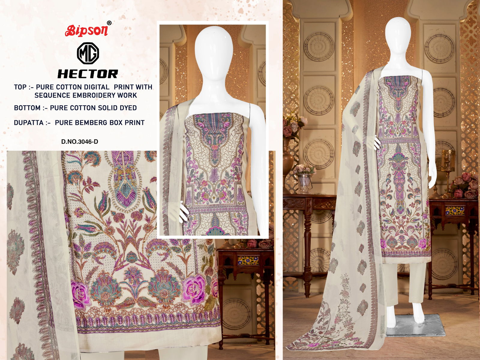 Mg Hector 3046 By Bipson Cotton Printed Dress Material Exporters In India